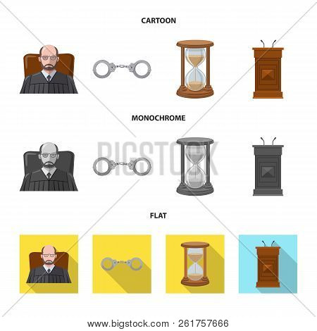 Vector Illustration Of Law And Lawyer Icon. Collection Of Law And Justice Vector Icon For Stock.