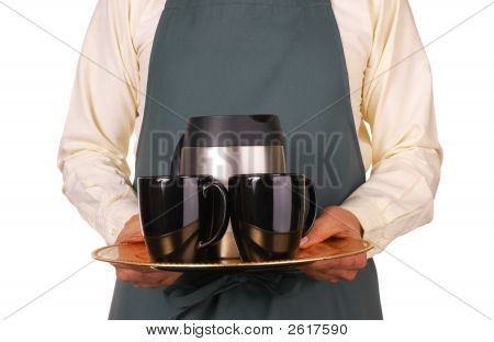 Barista s kávou zásobník