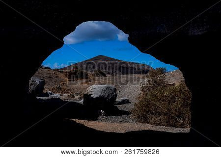 Spanish View Landscape In Lanzarote Tropical Volcanic Canary Islands Spain