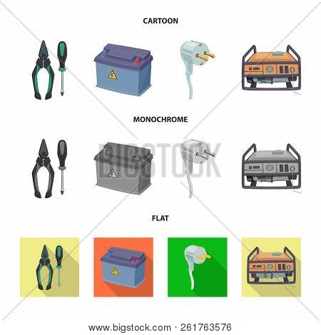 Vector Design Of Electricity And Electric Symbol. Set Of Electricity And Energy Stock Vector Illustr