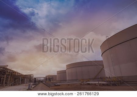 The Modern Oil Refinery And Petrochemical Process  Storage Wide Angle View