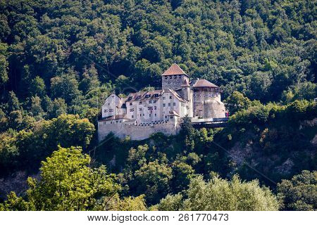 Vaduz, Liechtenstein, 16th August 2018:- Vaduz Castle Overlooking Central Vaduz, Home To The Prince 