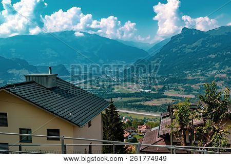 Triesenberg, Liechtenstein, 20th August 2018:- A View Of Triesenberg In Central Liechtenstein. Tries
