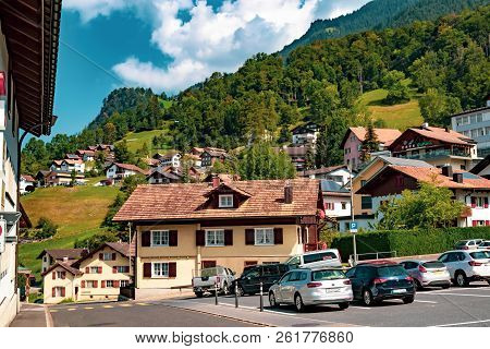 Triesenberg, Liechtenstein, 20th August 2018:- A View Of Triesenberg In Central Liechtenstein. Tries