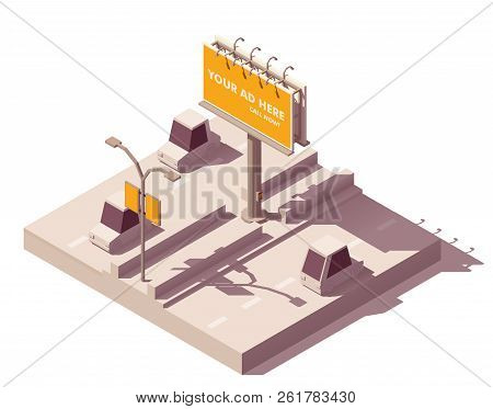 Vector Isometric Low Poly Outdoor Advertising Media Types And Placement Locations Illustration Repre
