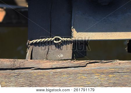Old Rusty Parts Of A Railway Bridge.