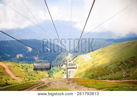 Ropeway On Top Roza Peak. Sochi, Krasnodar Krai, Russia