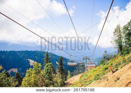 Ropeway On Top Roza Peak. Sochi, Krasnodar Krai, Russia