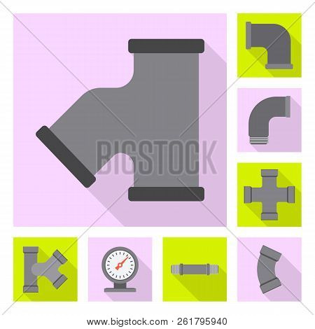 Vector Illustration Of Pipe And Tube Logo. Collection Of Pipe And Pipeline Stock Symbol For Web.