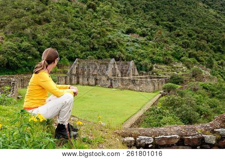 Peru - Tourist On The Choquequirao Lost Ruins (mini - Machu Picchu), Remote, Spectacular The Inca Ru