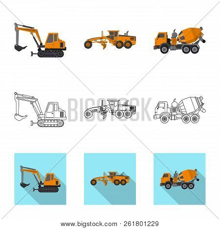 Vector Illustration Of Build And Construction Sign. Set Of Build And Machinery Vector Icon For Stock