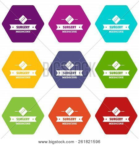 Surgery Medicine Icons 9 Set Coloful Isolated On White For Web