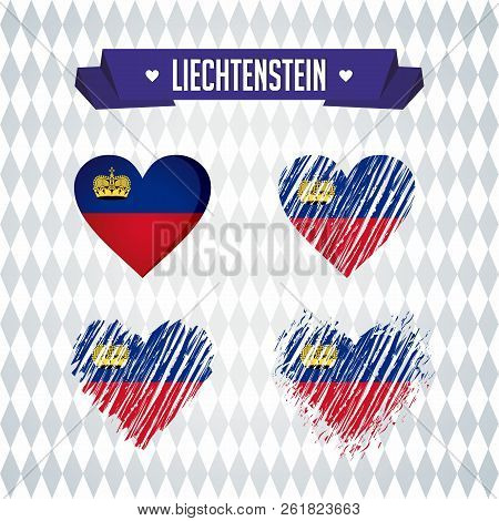 Liechtenstein With Love. Design Vector Broken Heart With Flag Inside.