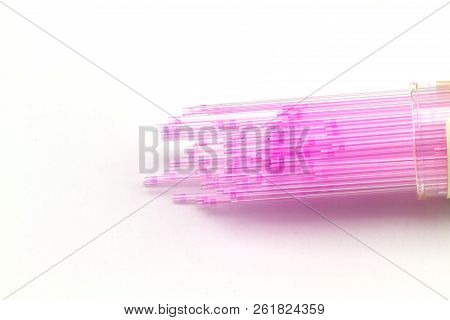 Close Up  Capillary Tube , Medical Equipment On White Background,selective Focus.
