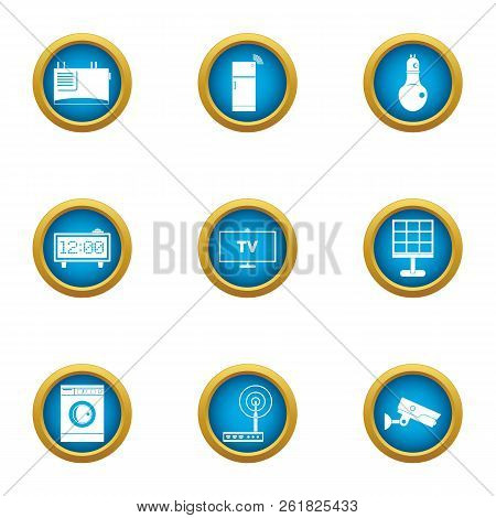 Observed House Icons Set. Flat Set Of 9 Observed House Vector Icons For Web Isolated On White Backgr