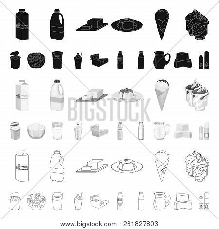 Milk Product Cartoon Icons In Set Collection For Design.milk And Food Vector Symbol Stock Web Illust