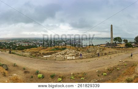 Panoramic View Of The Port City And The Obelisk Of Glory To The Immortal Heroes On Mount Mithridat T