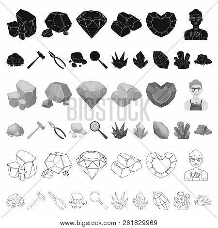 Precious Minerals Cartoon Icons In Set Collection For Design. Jeweler And Equipment Vector Symbol St