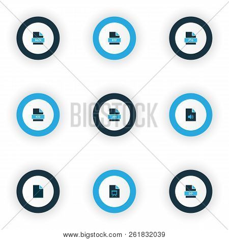 File Icons Colored Set With File Audio, File Jpg, Document And Other Coin Offering Elements. Isolate