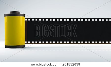 3d Rendering,yellow Film Roll Isolated White Background