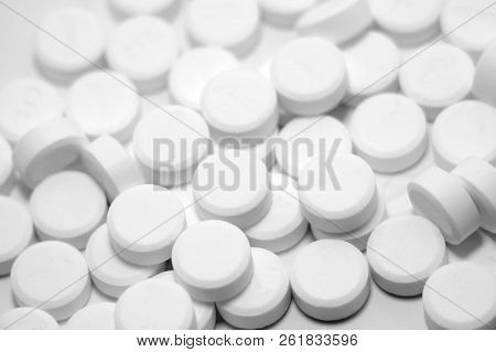 Close Up Heap Of Medicine On White Background