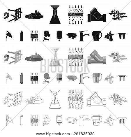 Water Filtration System Cartoon Icons In Set Collection For Design. Cleaning Equipment Vector Symbol
