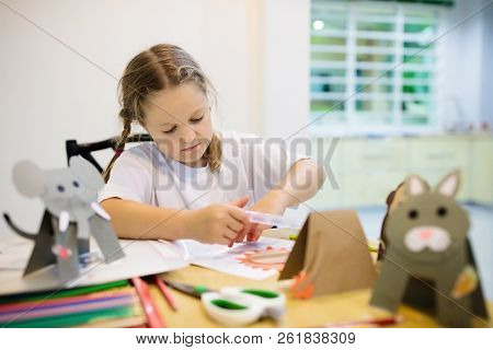 Crafts For Kids. Art Class For Children At School.