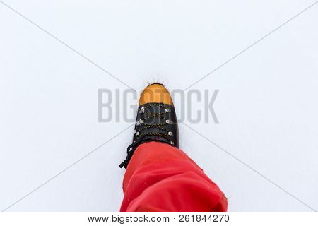 Boot Buried In Snow.