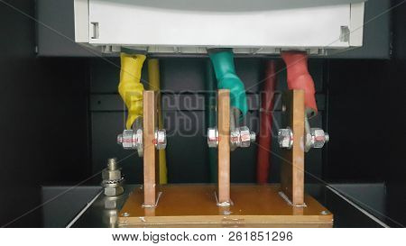Electrical Parts And Mechanical Parts On Big Gear And Drum Rolls On White Floor