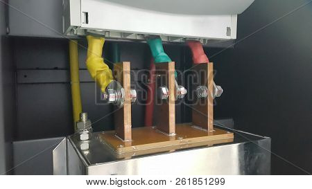 Electrical Parts And Mechanical Parts On Big Gear And Drum Rolls On White Floor