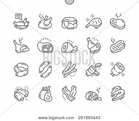 Meat Well-crafted Pixel Perfect Vector Thin Line Icons 30 2x Grid For Web Graphics And Apps.