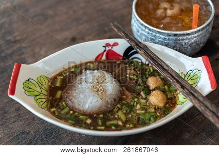 Braised Beef Clear Noodle With Meat Ball Soup Stew