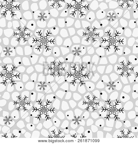 Vector Seamless Winter Pattern Background Of Snowflakes