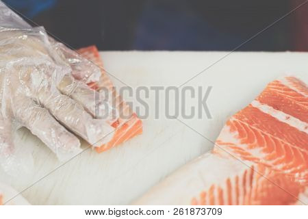 Asian Chef Slice Japanese Food Sashimi Salmon