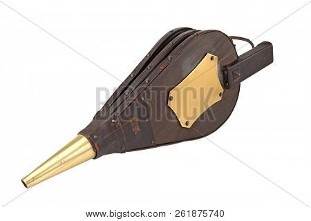 Old pair of bellows isolated on white background