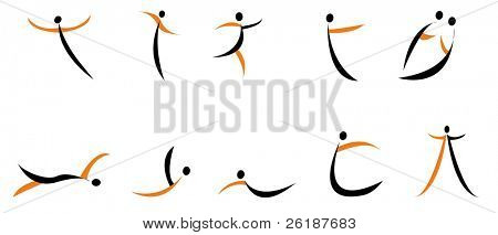 Vector illustration of abstract active silhouettes