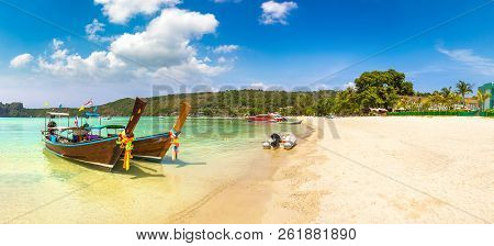 Traditional Thai Boat On Phi Phi Don