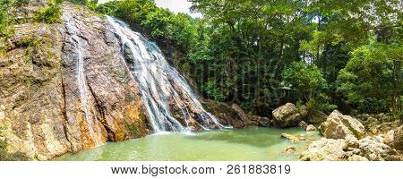 Namuang Waterfall On Koh Samui Island, Thailand In A Summer Day