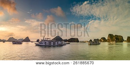 Panorama Of Sunset In Halon Bay, Vietnam In A Summer Day
