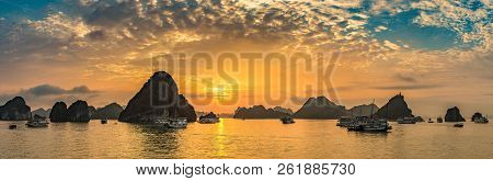 Panorama Of Sunset In Halon Bay, Vietnam In A Summer Day