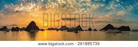 Panorama Of Sunset In Halon Bay, Vietnam In A Summer Day