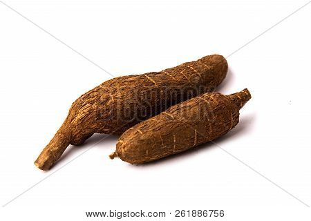 Tapioca Root On White Background Isolated, Healthy Food