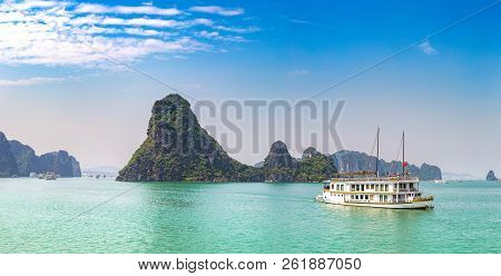 Panorama Of World Natural Heritage Halon Bay, Vietnam In A Summer Day