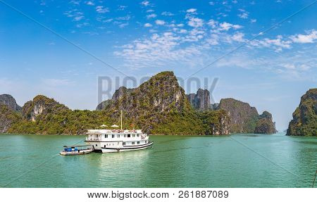 Panorama Of World Natural Heritage Halon Bay, Vietnam In A Summer Day