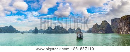Panorama Of World Natural Heritage Halon Bay, Vietnam In A Summer Day