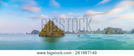 Panorama Of World Natural Heritage Halon Bay, Vietnam In A Summer Day