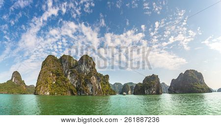 Panorama Of World Natural Heritage Halon Bay, Vietnam In A Summer Day