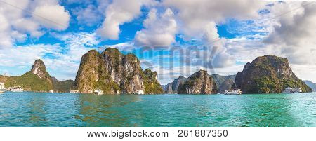 Panorama Of World Natural Heritage Halon Bay, Vietnam In A Summer Day