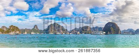 Panorama Of World Natural Heritage Halon Bay, Vietnam In A Summer Day