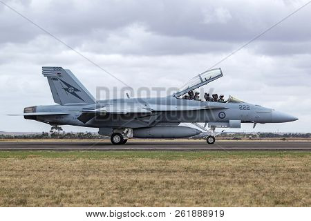 Avalon, Australia - February 28, 2013: Royal Australian Air Force (raaf) Boeing F/a-18f Super Hornet